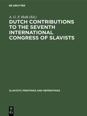cover image of Dutch contributions to the seventh International Congress of Slavists